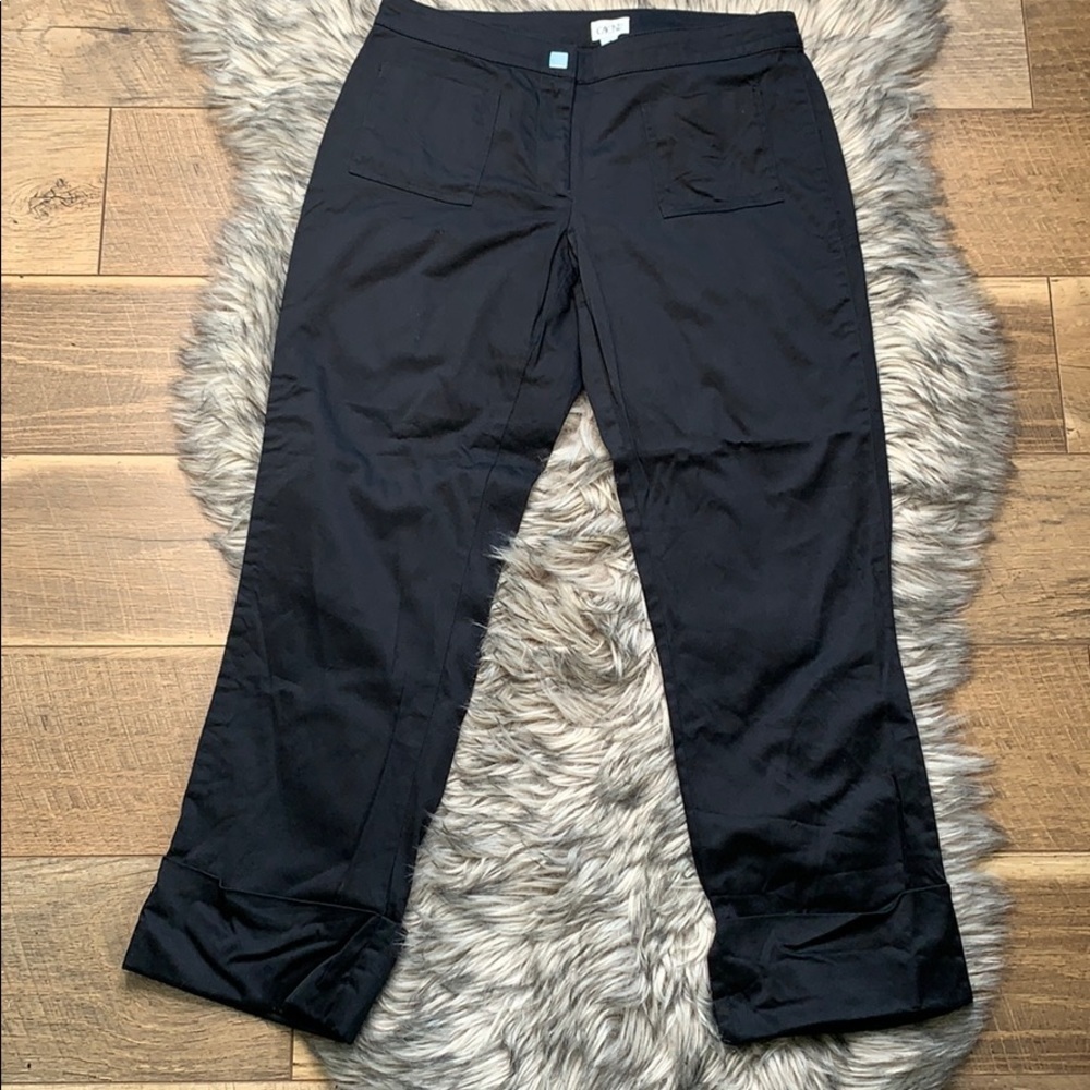 Cache Cotton Stretch Black Trouser Ankle Cuffed Pants sz 2